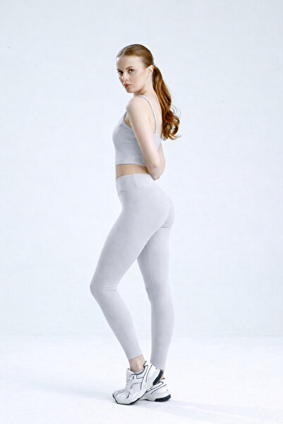 Hola Tait Women's Gray Gathering High Waist Basic Sports Leggings
