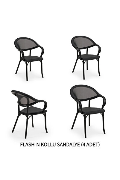 Tilia Flash-N 4 Adet Polipropilen Kollu Sandalye Siyah File