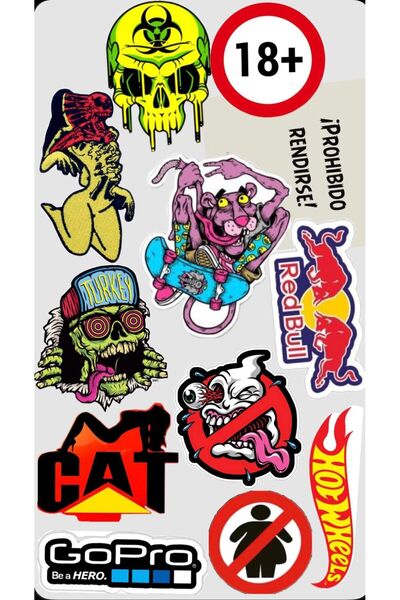 Limitless Design Street Art Sticker Seti 22x30 cm – Skull, Graffiti, Urban Ta...