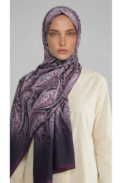 Karaca Șal din bumbac cu model ALMERA - Mov / Prune
