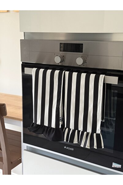 KaiAtelier 2-Piece Stripe Linen Oven Cover / Dishcloths