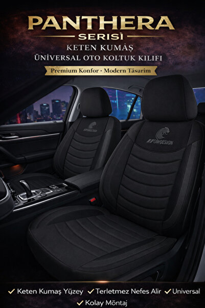 TROBUS Universal - Panthera Series Linen Seat Cover (Front+Rear) - Black