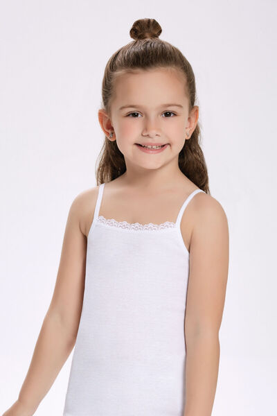 İlke قميص داخلي للفتيات مصنوع من القطن بنسبة 100% مع أشرطة من الدانتيل باللون...