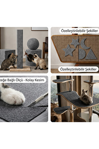 Dekofix Kendinden Yapışkanlı Füme Kedi Tırmalama Halısı – 50x100 cm