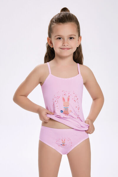 İlke طقم ملابس داخلية للفتيات مكون من 6 قطع بحمالات ملونة مطبوعة وسروال داخلي