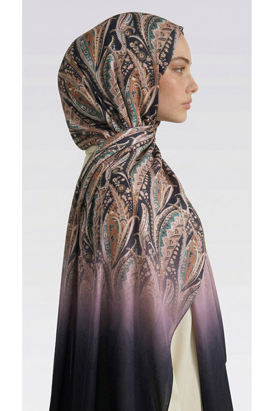 Karaca Șal din bumbac cu model ALMERA - ALBASTRU ÎNCHIS / PORTOCALIU