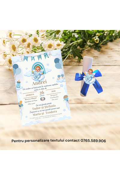 Aela.alc Invitatie botez ingeras set 20 buc