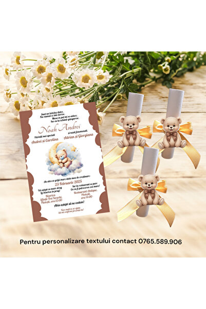 Aela.alc Invitatie botez ursulet set 20 buc