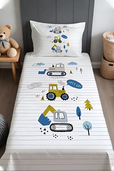 EVPANYA Tiny Construction Site Team Patterned Bedspread and Pillowcase