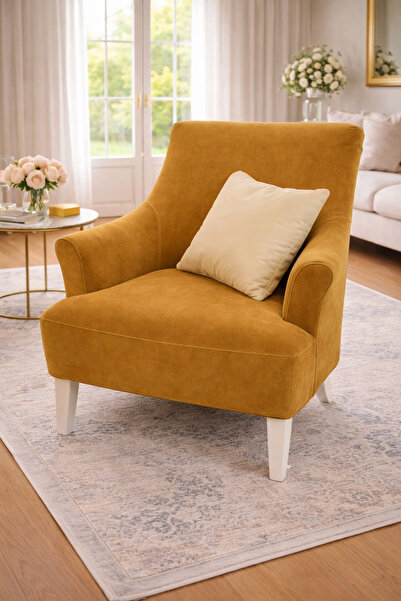 Akbal Home Berjer Tokmak Kollu Önden Çıkıntılı Nubuk Tüm Giydirme Lastikli Li...