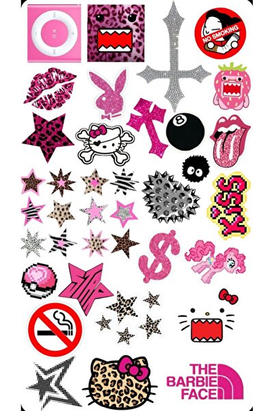 Limitless Design Pembe & Y2K Sticker Set Poster 22x30 cm | Laptop, Telefon, Kask