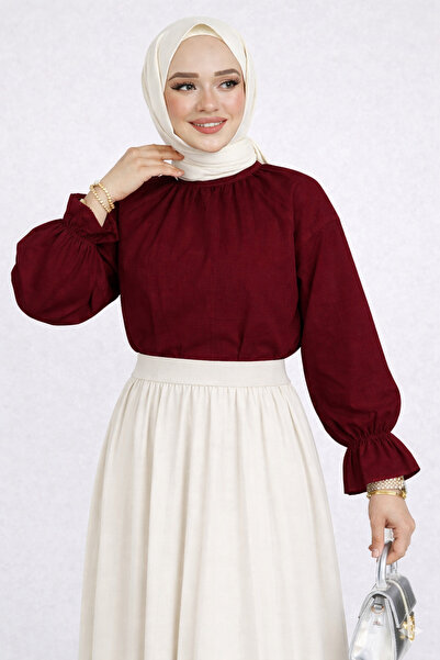 CNG MODA Cotton Shirt with Gathered Sleeves
