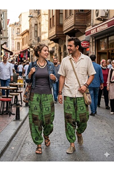 AYASOFYA OTANTIK Unisex Nepalese Green Ethnic Authentic Loose Bohemian Shalwa...