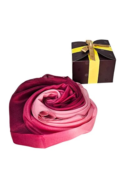 velve Women's satin scarf, in gift box, gradient pink, 163x50 cm