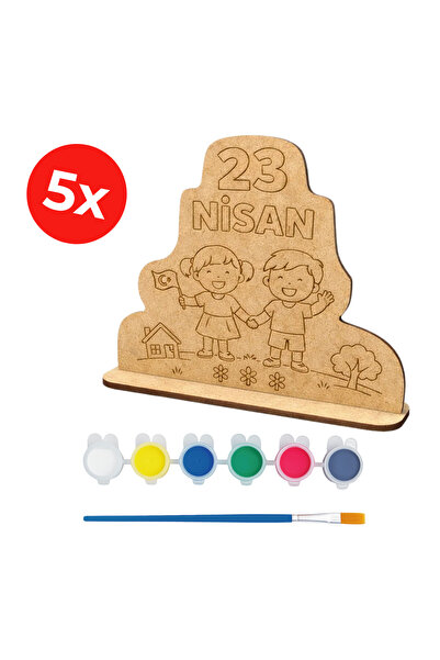 KİDOSE 23 Nisan Wooden Painting Set Suitable for Bulk Purchases for Schools