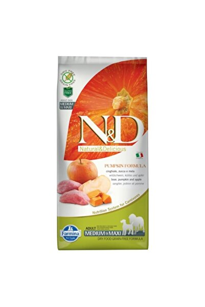 N&D Dry Dog Food, Adult Medium & Maxi, Grain Free, Pumpkin, Wild Boar and App...
