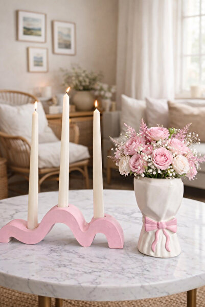 SZN HOME DESİGN Βάζο και Κηροπήγιο Σκανδιναβικού Στυλ Πούδρα Ζεράφετι για Γρα...