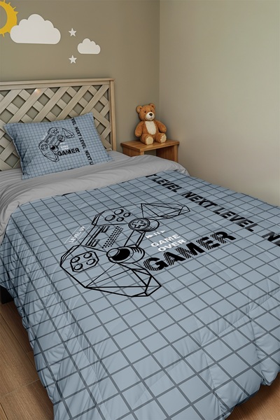 EVPANYA Gamer Zone Patterned Single Duvet and Pillowcase