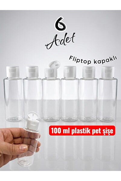 Dem Home 6 Adet 100 Ml Şeffaf Fliptop Kapaklı Kolonya Ve Dezenfektan Pet Şişe...
