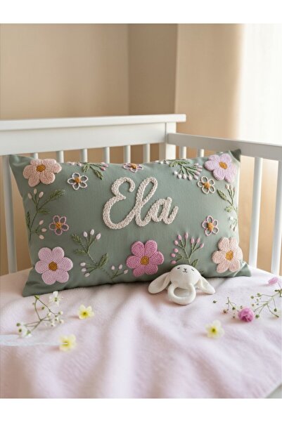 Glow Bebek Takı Yastığı(30x40-İÇ DOLGUSUZ)Punch Nakışlı,İsme Özel,Hediyelik,K...