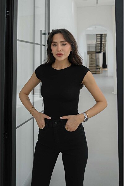 Havoş Top scurt negru cu mâneci tip șapcă