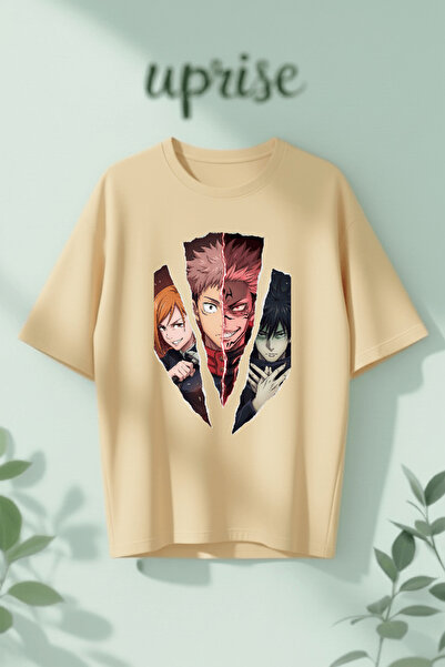 Vordevia Tricou supradimensionat din bumbac imprimat Jujutsu Kaisen Yuji Noba...