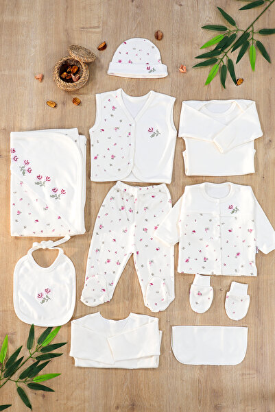 Sitilin Kız Bebebek Yenidoğan Kanaviçeli 10 Lu % 100 Pamuk İşlemeli Lüks Hast...