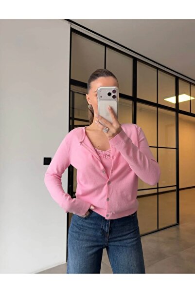 CADDELAMODA Women's Lace Piece Athlete-Cardigan Set