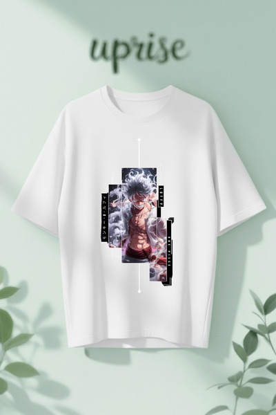 Vordevia Μπλουζάκι One Piece Monkey D Luffy Gear 5 με στάμπα, βαμβακερό, over...