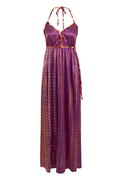 Mudo Printed Maxi Dress with Neck Tie