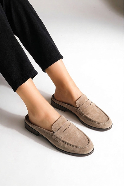 HVZ Exclusive Papuci mocasin din piele intoarsa pentru femei – Talpa conforta...