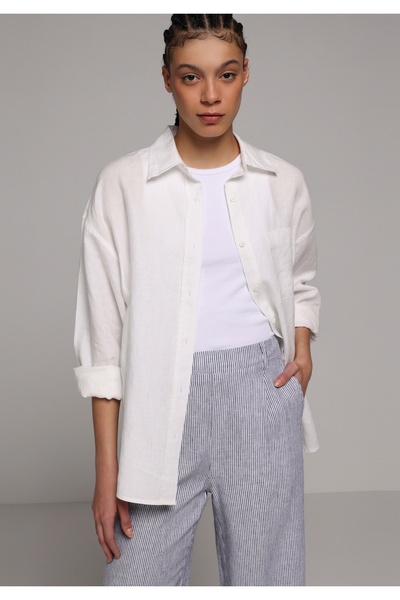 Colin's Сорочка з прямим коміром для чоловіків, біла, з довгими рукавами