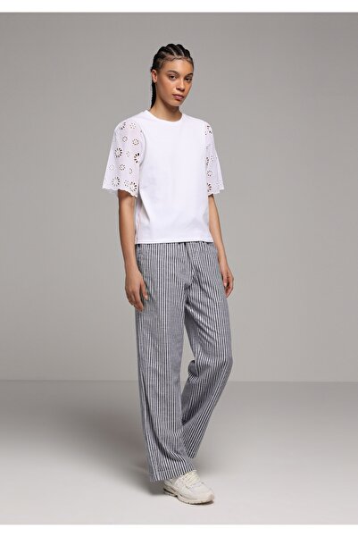 Colin's Дамски панталон в екрю цвят, стандартна кройка с висока талия и широк...