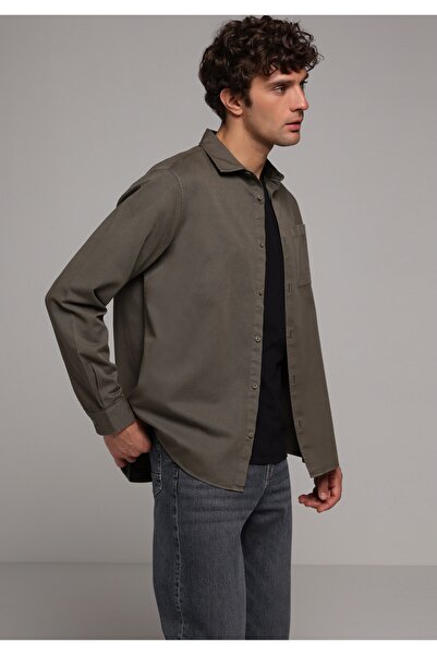 Colin's Relaxed Fit Shirt Neck Plain Men's Green Long Sleeve Shirt