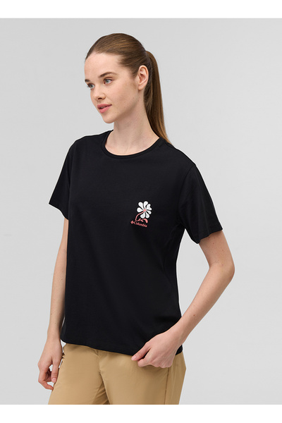 Columbia CS0430 CSC W FLORAL RUN SS TEE Siyah O Yaka Normal Baskılı Kadın T-S...