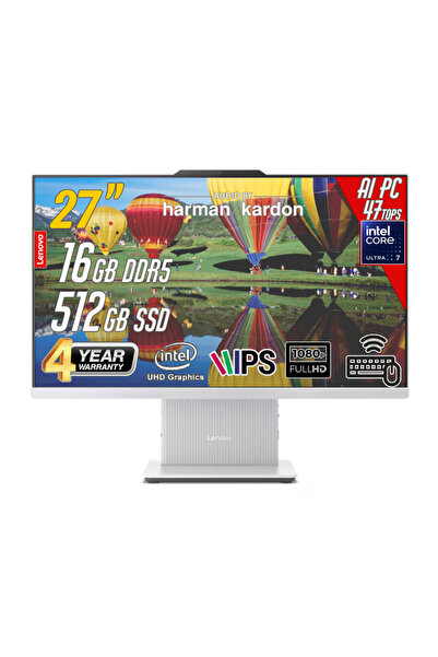 LENOVO IdeaCentre 27ILL11 Intel Core U7-256V 16GB 512GB 27 FHD FreeDos Beyaz ...