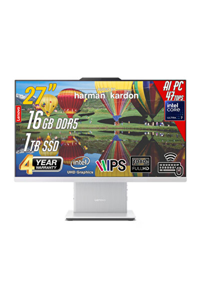 LENOVO IdeaCentre 27ILL11 Intel Core U7-256V 16GB 1TB 27 FHD FreeDos Beyaz AI...