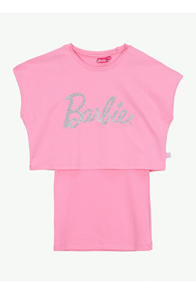 Barbie Pembe Kız Çocuk Baskılı Elbise BRB6SG-ELB6458