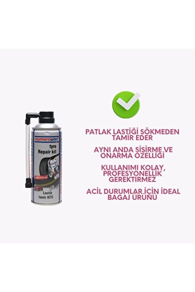 NUMEROUNO Lastik Tamir Spreyi 400 ml | Patlak Lastik Onarıcı & Şişirici, Acil...