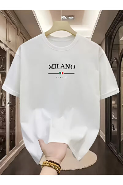 LİNA06 Men's 100% Cotton Letter Print Short Sleeve T-Shirt, Homewear Round Ne...