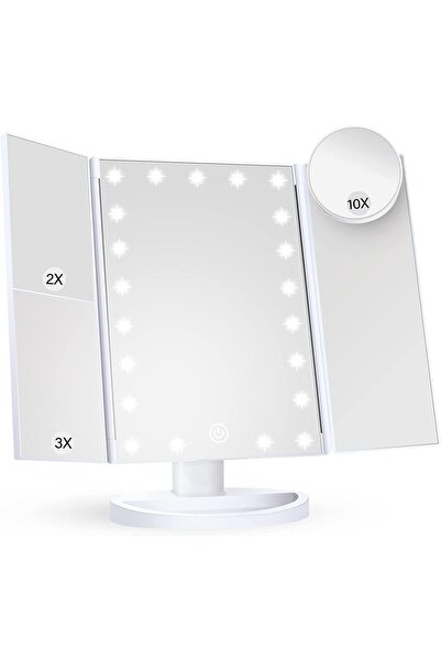 Arabest LED White Makeup Mirror With 2X 3X 10X Magnification,Touch Control,Du...