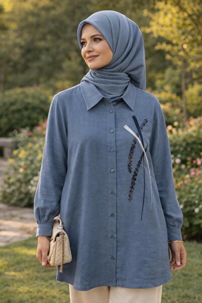 Alvina Shirt Collar Muslin Tunic 45770