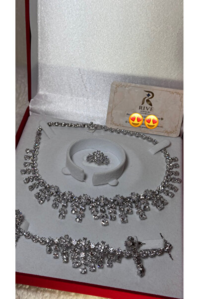 rive.jewelry Gösterişli Taşlı Abiye Takı Seti