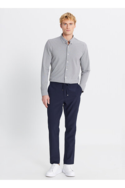 ALTINYILDIZ CLASSICS بنطلون رجالي بقصة ضيقة باللون الأزرق الداكن ACE001252541...