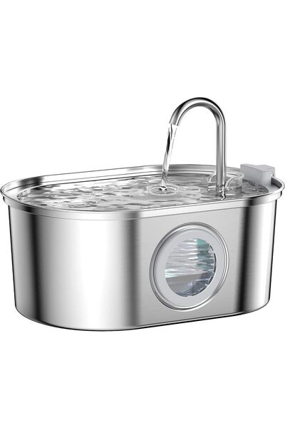 Arabest Stainless Steel Cat Water Fountain with Water Level Window, 108oz Cap...