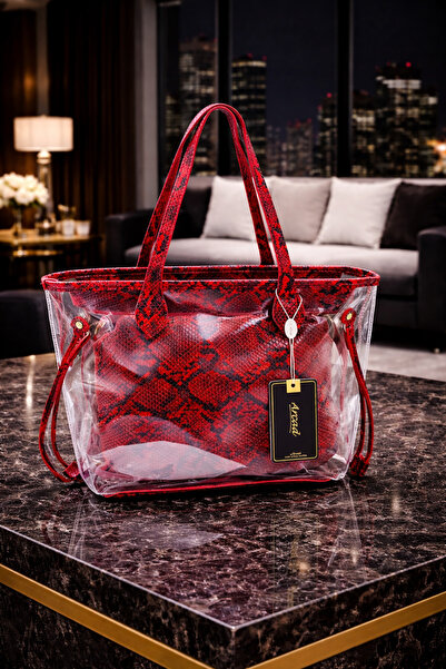 mothers dream Transparent Snake Print Tote Bag Set for Women