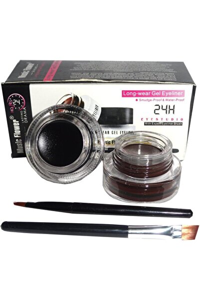 Music Flower Long Lasting Gel Eyeliner, Black and Brown