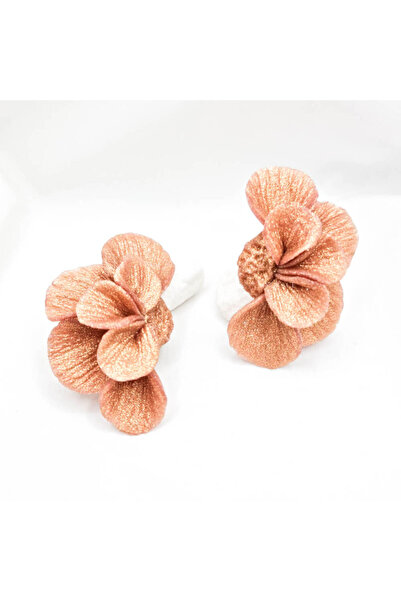 MYGRACE Handmade Earrings, peach pink, pearly, flower, polymer clay and stain...