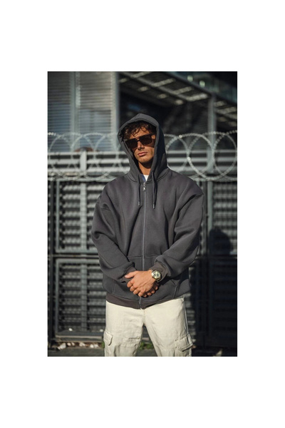 Narnuga Men's Full Zippered Pocket Thread Hooded 3 Thread Cotton Thread Hoodi...