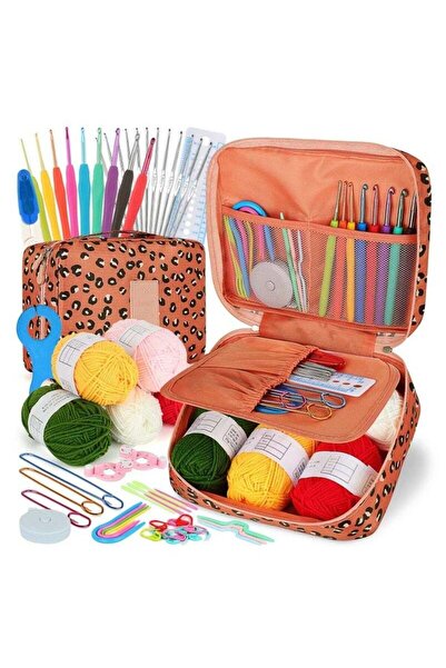 Arabest 58-Piece Crochet Kit with Yarn, Beginner Hook Set, Portable Crafting ...